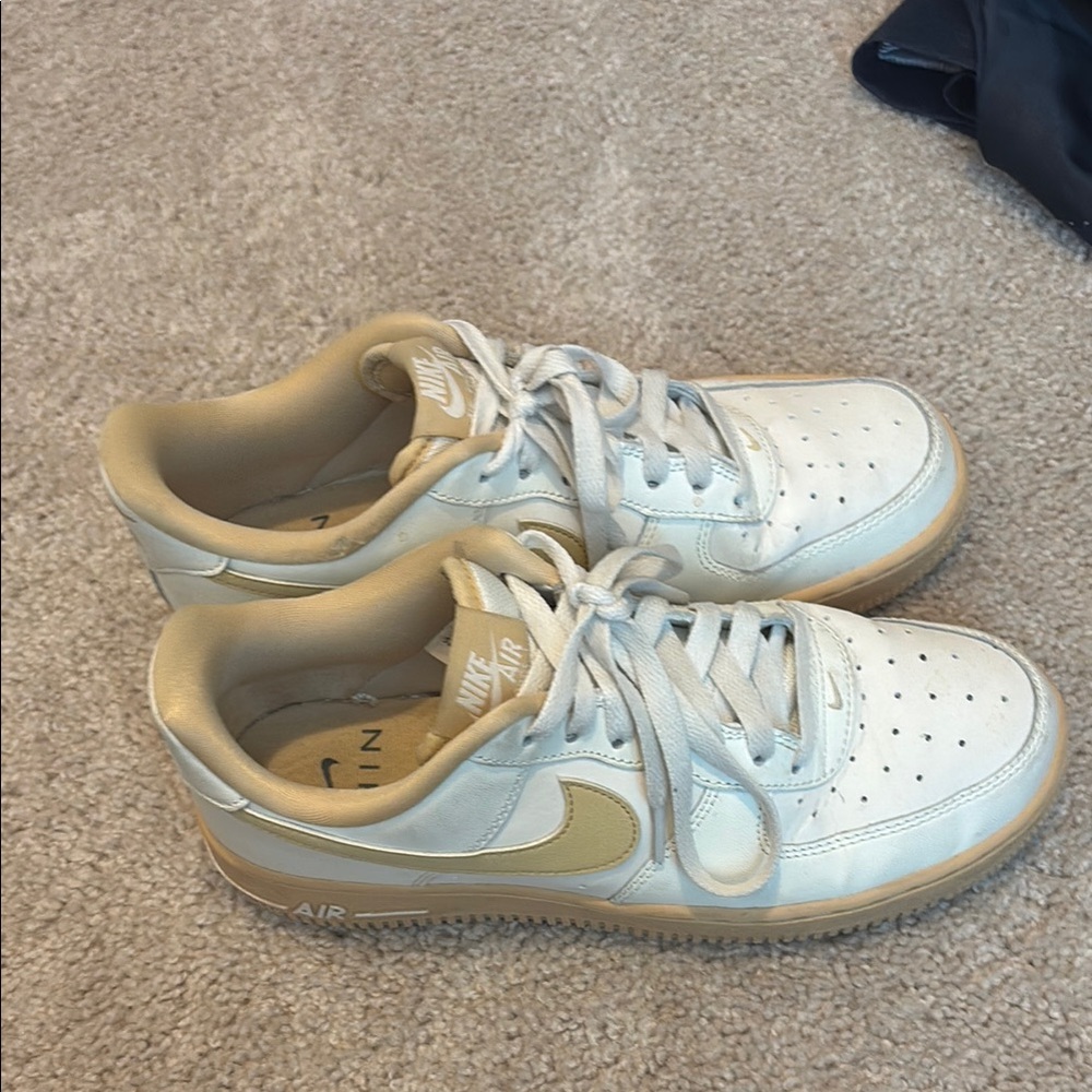 Nike White and Tan Air Force